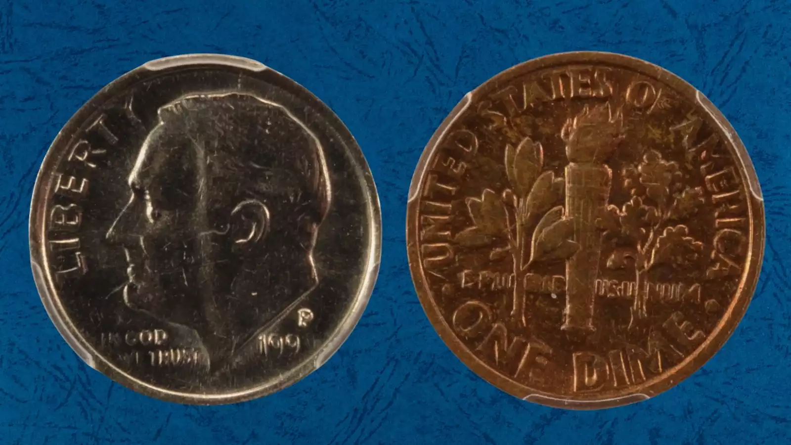 1993 dime missing clad layer error showing bare copper core on one face of the coin